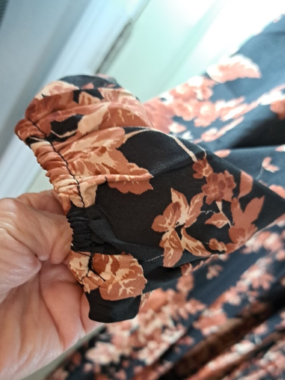 Floral Wrap Maxi Dress in Black and Rust - Picture 4 of 8